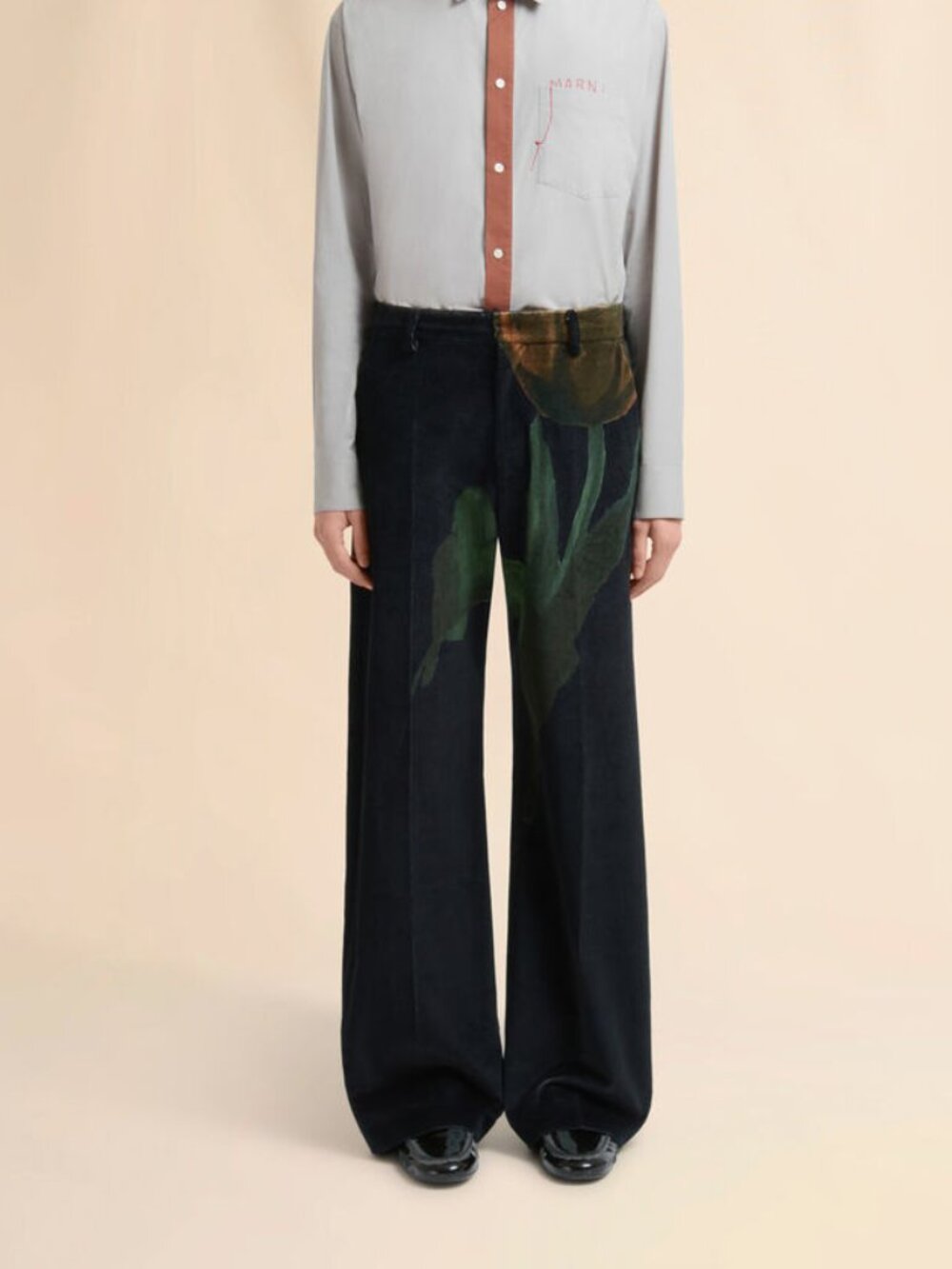 BNWT AW25 MARNI BIG TULIPS VELVET PRINTED PANTS 48 & 50